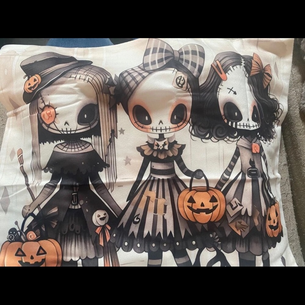 Vintage Gothic Lolita Witches Pumpkin Kawaii Halloween Pillow Cover - Picture 6 of 6